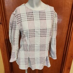 Dolan White and Red Plaid Blouse